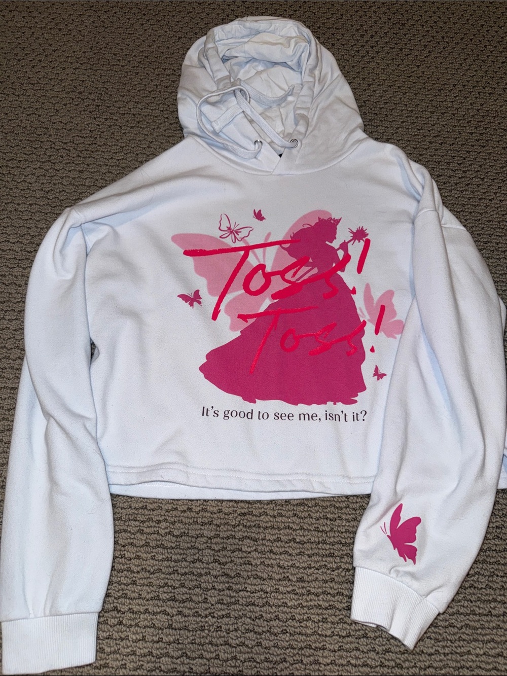Wicked Universal Studios Exclusive White Cropped Hoodie with Glinda